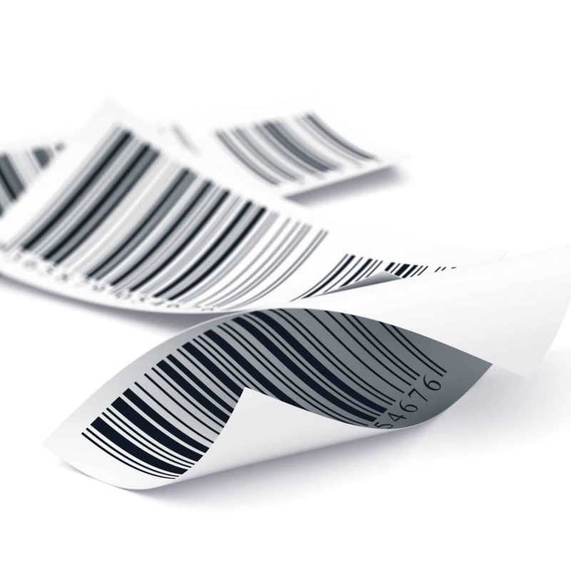 Three labels over white, decorative element barcode tags